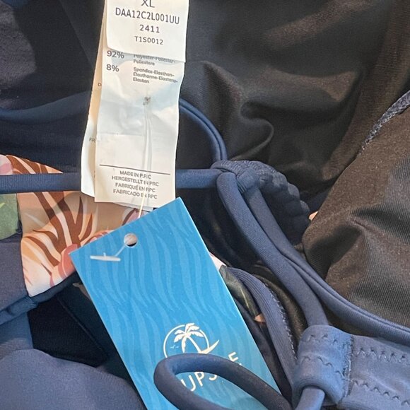 Cupshe Blue Floral Bikini XL Reversible 2 Piece Swimsuit Braided Straps Cheeky - Picture 7 of 10